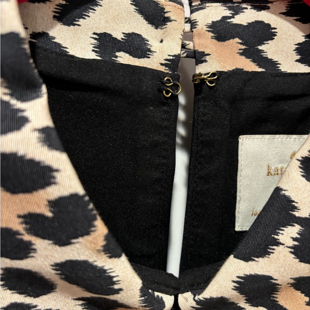 Vintage Kate Spade Fit & Flare Black Sleeveless Mini Dress With Leopard Collar - Picture 8 of 9